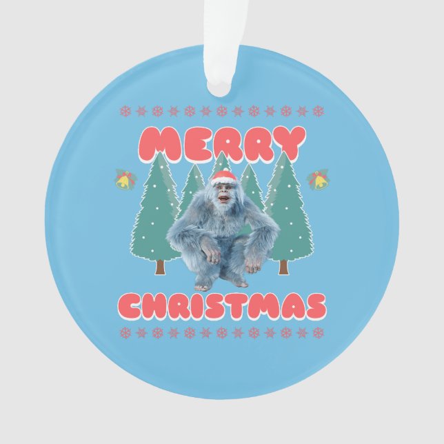 Funny Yeti - Merry Christmas Ornament (Front)