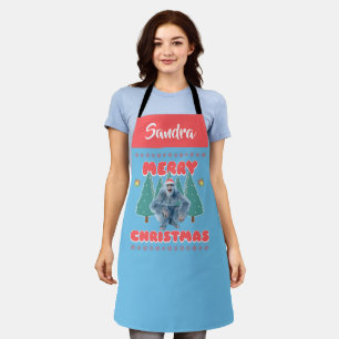 Funny Yeti - Merry Christmas Personalised Apron