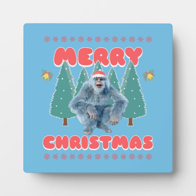 Funny Yeti - Merry Christmas Plaque (Front)