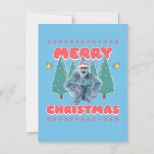 Funny Yeti - Merry Christmas Postcard