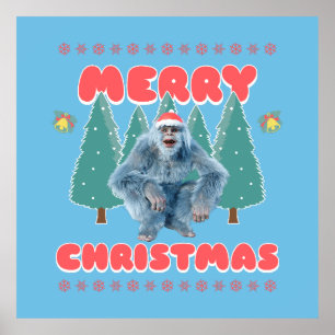 Funny Yeti - Merry Christmas Poster