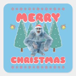 Funny Yeti - Merry Christmas Square Sticker