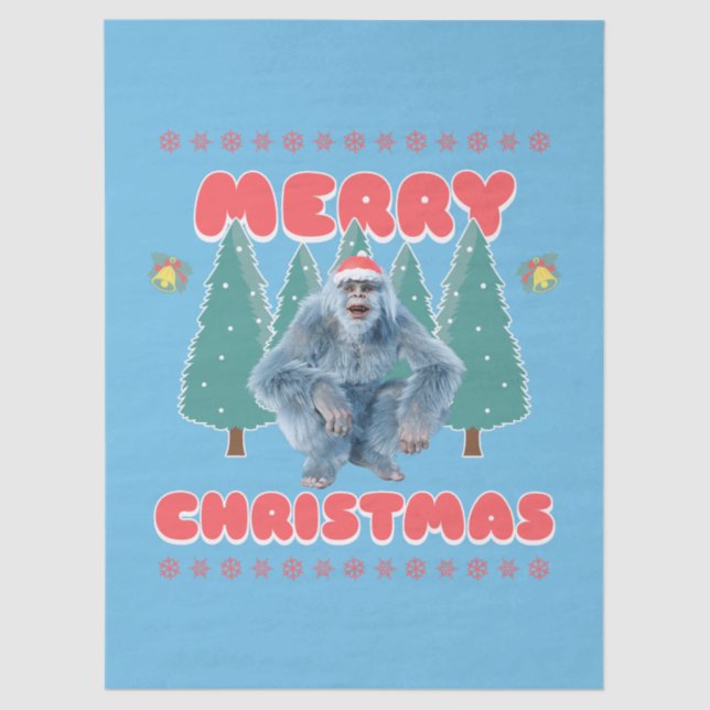 Funny Yeti - Merry Christmas Tissue Paper (Front)