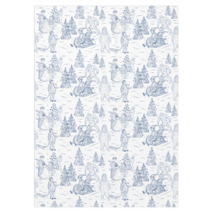 Funny Yeti Monsters Antique Winter Toile Pattern Tablecloth