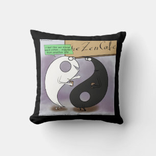 Funny Yin Meets Yang Cotton Throw Pillow