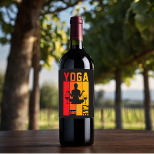 Funny Yoga and Wine Lotus Pose Wine Label