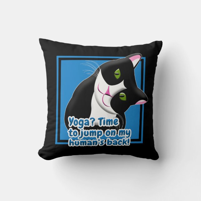 Funny Yoga Cat Cushion (Front)