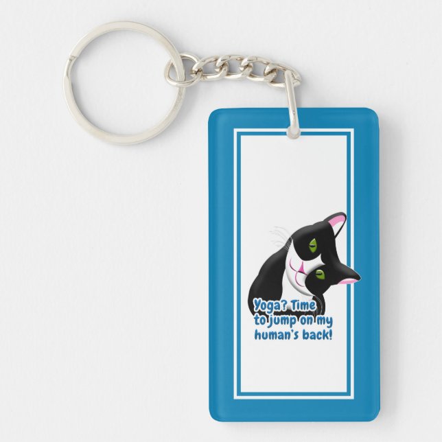 Funny Yoga Cat Key Ring (Front)
