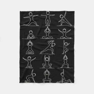 Funny yoga fitness poses figures women men fleece blanket