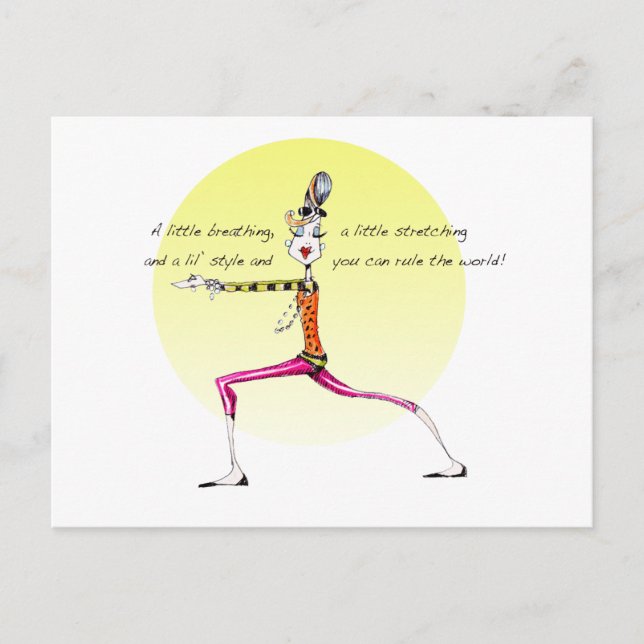 Funny Yoga humour post card suitable for framing (Front)
