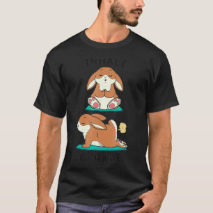 Funny Yoga Inhale Ehale Farting Rabbit Yoga Positi T-Shirt