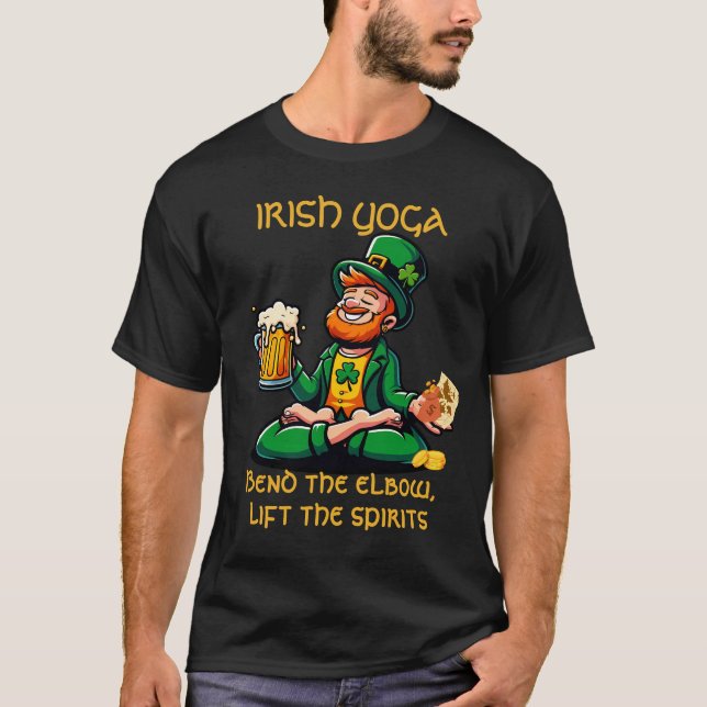 Funny yoga Irish joke beer tradition Ireland pride T-Shirt (Front)