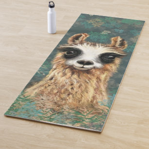 Funny Yoga Mat with Curious Baby Llama