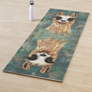Funny Yoga Mat with Curious Llama