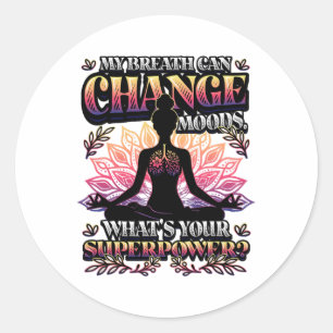Funny Yoga Meditation Breathwork _7 Classic Round Sticker
