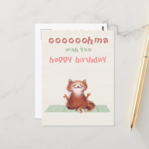 Funny Yoga Meditation Cat Cute Animal Birthday Postcard