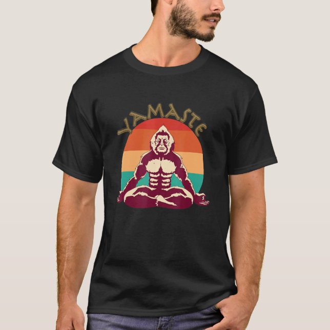 Funny Yoga Meditation Yeti Yamaste For Yogis T-Shirt (Front)