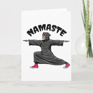 Funny Yoga Namaste Halloween Skeleton Reaper Warri Card