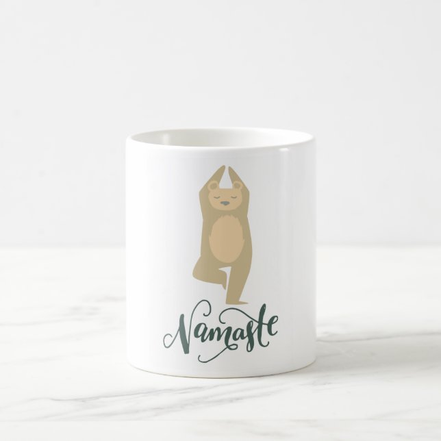 Funny Yoga Pose Bear Coffee Mug (Center)