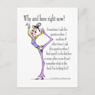 Funny yoga pose, yoga humour postcard