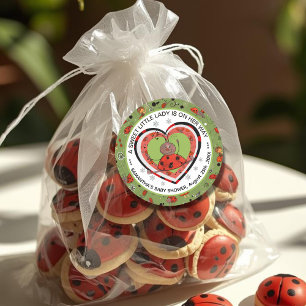 Funny Yoga Stretch Ladybug Heart Baby Shower Classic Round Sticker