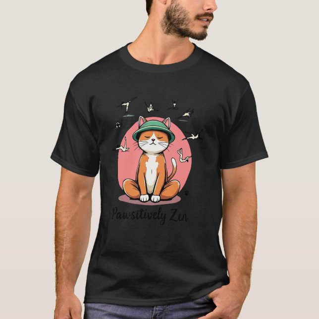 Funny Yoga Teacher Cat Classes T-Shirt (Front)