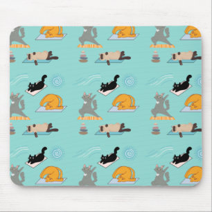 Funny Yoga with Cats Mouse Pad