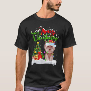 Funny Yorkie Dog Lover Xmas Lighting Yorkie Christ T-Shirt