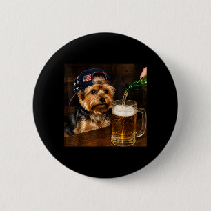 Funny Yorkie Drinking Beer Dog Meme 4th Of July 6 Cm Round Badge