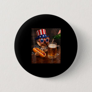 Funny yorkie meme drinking beer hotdog 250th 6 cm round badge