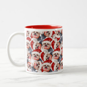 Funny Yorkshire Terrier Christmas Pattern Two-Tone Coffee Mug