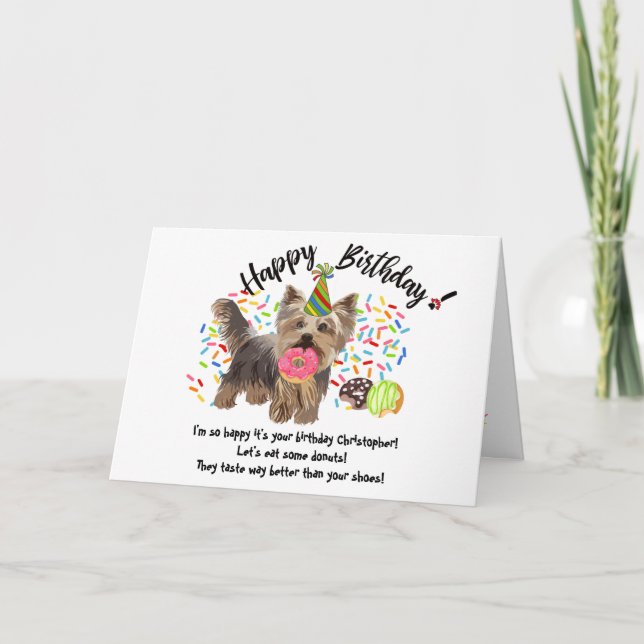 Funny Yorkshire Terrier Pet Dog Birthday Card (Front)