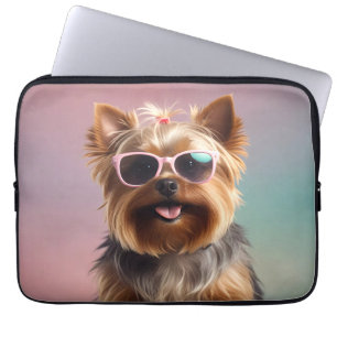 Funny Yorkshire Terrier With Sunglasses Laptop Sleeve