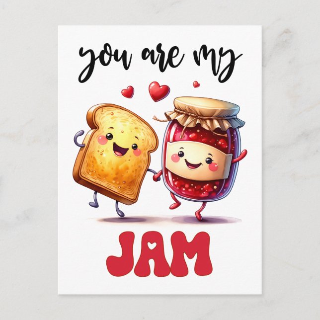 Funny You Are My Jam Punny Valentine Postcard (Front)