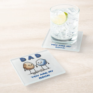 Funny You Are My Rock Pun Joke Humour Fathers Day  Glass Coaster