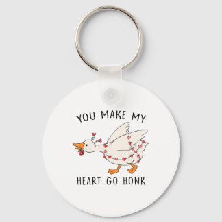 Funny You Make My Heart Go Honk Goose Heart Valent Key Ring