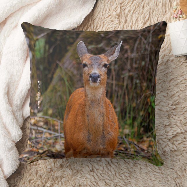 Funny Young Blacktail Deer Smiles at Photographer Cushion (Blanket)