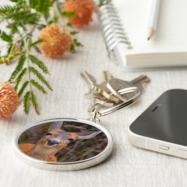 Funny Young Blacktail Deer Smiles at Photographer Key Ring (Side)