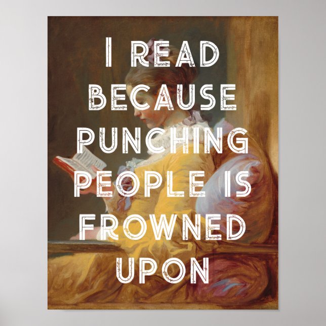 Funny 'Young Girl Reading' Book Lovers Poster  (Front)
