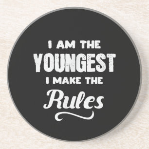 Funny Youngest Child Brother Family Matching Gift Coaster