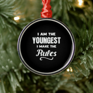 Funny Youngest Child Brother Family Matching Gift Metal Ornament