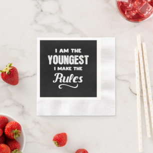 Funny Youngest Child Brother Family Matching Gift Napkin
