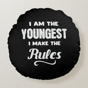 Funny Youngest Child Brother Family Matching Gift Round Cushion