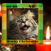 Funny Your Cat Photo Colourful Plaid Christmas