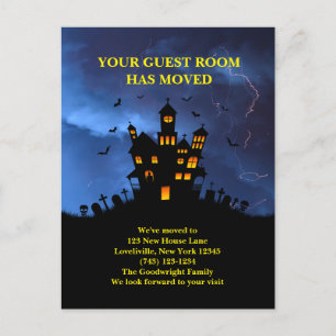 Funny Your Guest Room Moved to Haunted House Announcement Postcard