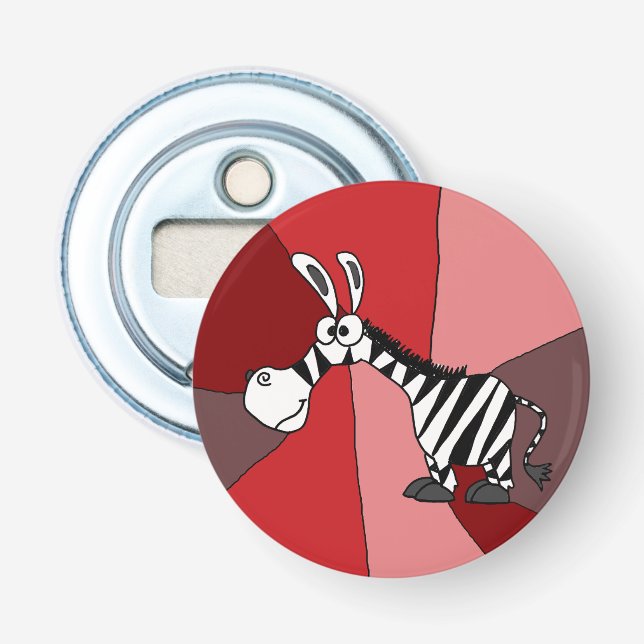 Funny Zebra Art Button Bottle Opener (Front)