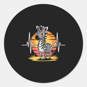 Funny Zebra Art For Men Women Kids Zebra Animal Pr Classic Round Sticker