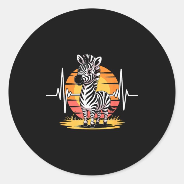 Funny Zebra Art For Men Women Kids Zebra Animal Pr Classic Round Sticker (Front)