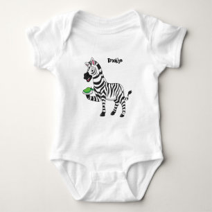 Funny zebra cartoon illustration baby bodysuit
