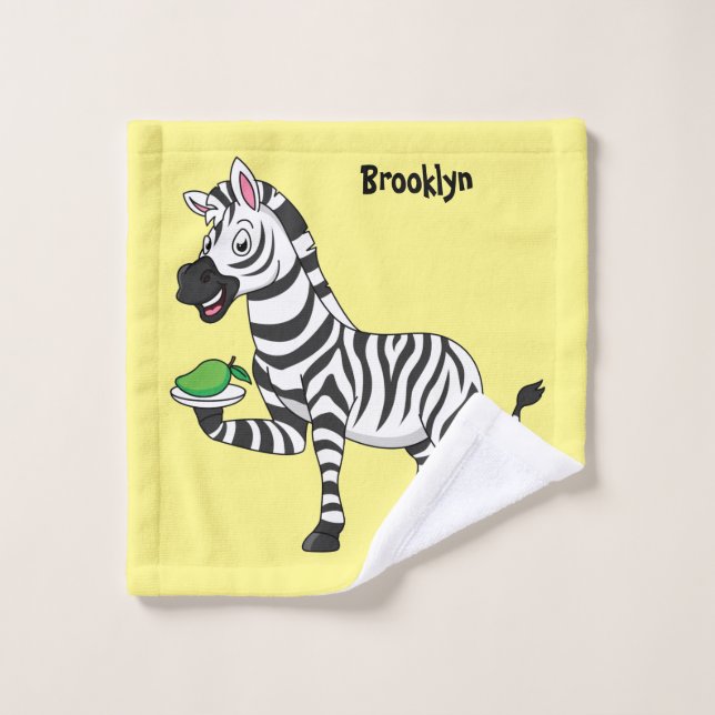 Funny zebra cartoon illustration bath towel set (Wash Cloth)